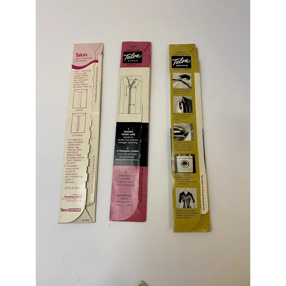 Lot Of 3 Talon Zippers Vintage New Unused Sewing Turquoise Maize Brown